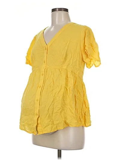 Pre-owned Isabel Maternity Short Sleeve Blouse In Yellow