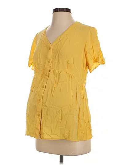 Pre-owned Isabel Maternity Short Sleeve Blouse In Yellow