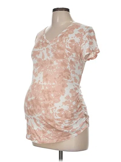 Pre-owned Isabel Maternity Short Sleeve Henley Shirt In Tan