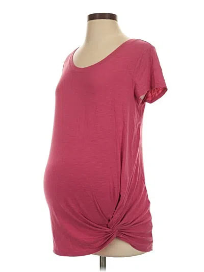 Pre-owned Isabel Maternity Short Sleeve Top Burgundy Scoop Neck Tops