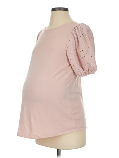 Pre-owned Isabel Maternity Short Sleeve Top Pink Sweetheart Neckline Tops