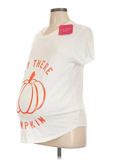 Pre-owned Isabel Maternity Short Sleeve Top White Scoop Neck Tops