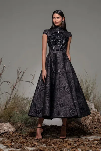 Isabel Sanchis Bergeggi Cap Sleeve -midi Dress In Black