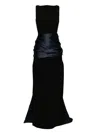 Isabel Sanchis Boatneck Sheer Sides Gown In Black