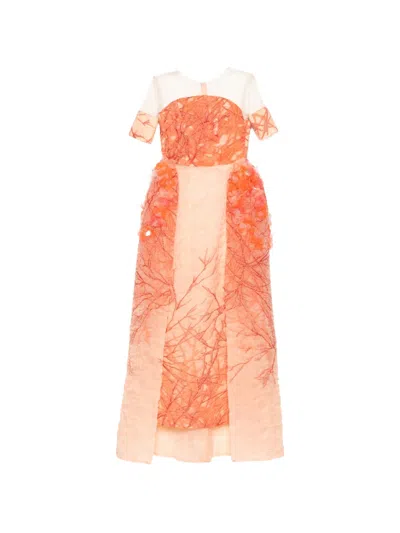 Isabel Sanchis Brocade Maxi Dress In Orange