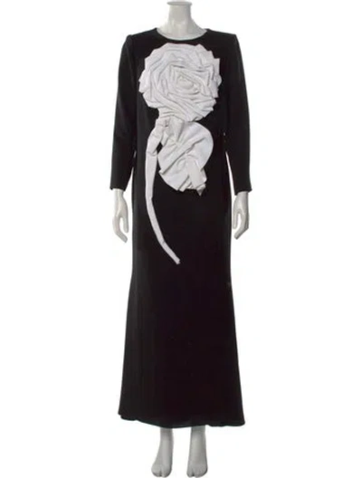 Pre-owned Isabel Sanchis Crew Neck Long Dress In Black