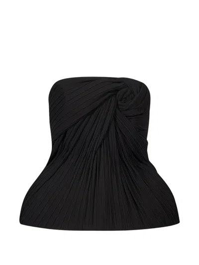 Isabel Sanchis Damea Pleated Peplum Top In Black