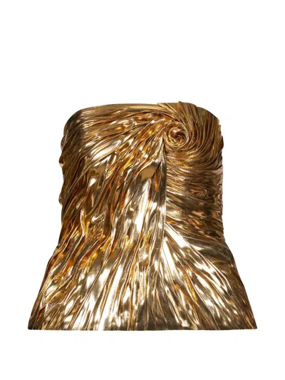 Isabel Sanchis Egea Metallic-effect Peplum Top In Gold