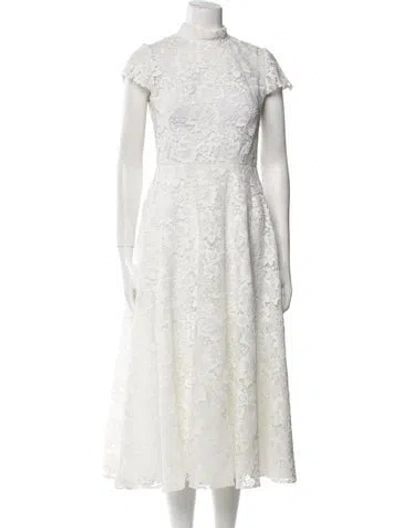 Pre-owned Isabel Sanchis Lace Pattern Long Dress In White