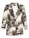 Isabel Sanchis Landscape Print Long Blazer In White