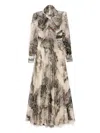 Isabel Sanchis Landscape Print Organza Long Sleeves Gown In Multi