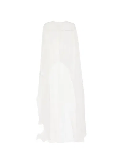 Isabel Sanchis Organza High-low Cape In Gray