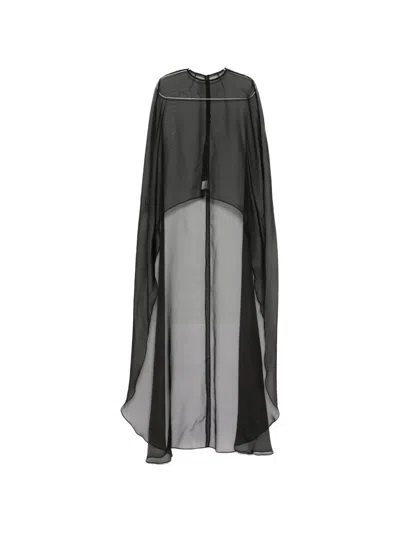 Isabel Sanchis Organza High-low Cape In Black
