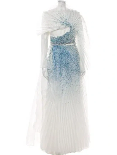 Pre-owned Isabel Sanchis Polka Dot Print Trench Coat In Blue