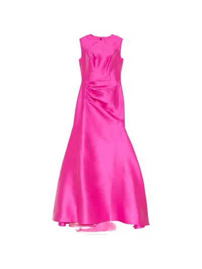 Isabel Sanchis Ruched Fishtail Gown In Pink