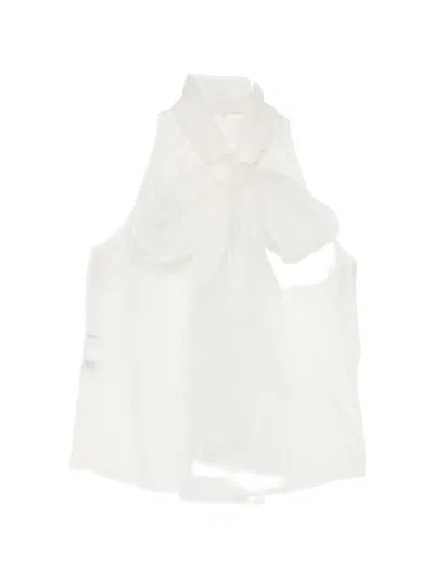 Isabel Sanchis Silk Scarf Blouse In White