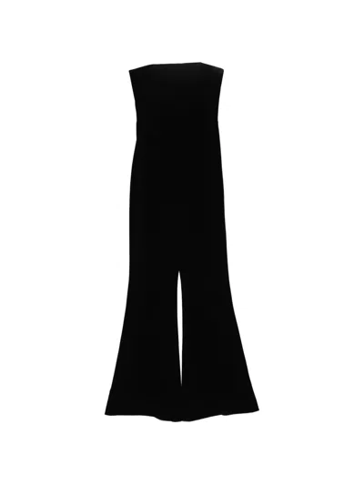 Isabel Sanchis Strapless Flared Jumpsuit In Black