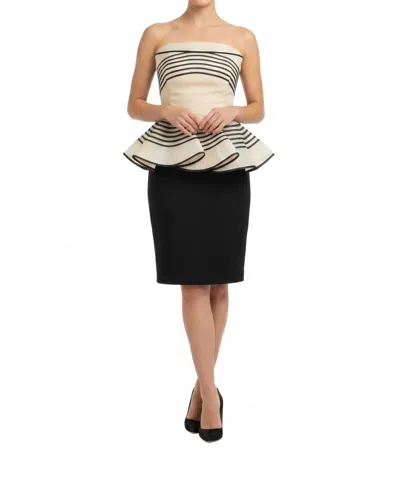 Isabel Sanchis Stripe Strapless Dress In Black/white In Multi