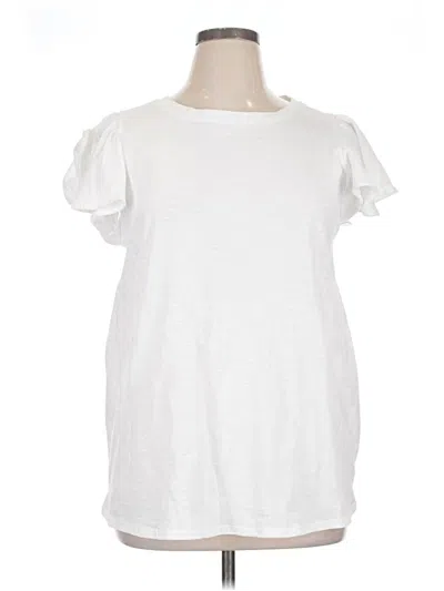 Pre-owned Isabel Short Sleeve Top White Cold Shoulder Neckline Tops