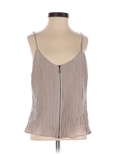 Pre-owned Isabel Sleeveless Silk Top Tan Solid Pattern Scoop Neck Tops In Brown