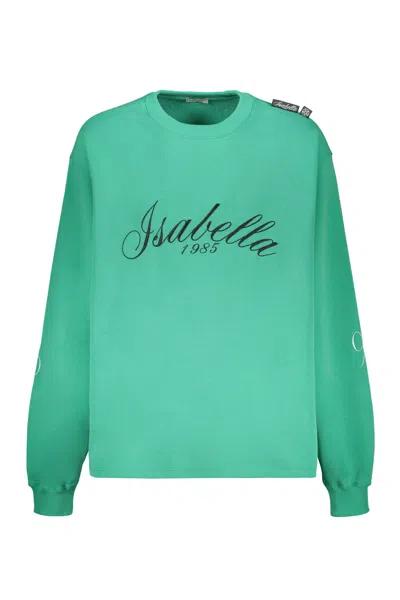 Isabella 1985 Embroidered Cotton Hoodie In Green