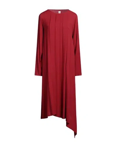 Isabella Clementini Woman Midi Dress Red Size 4 Viscose, Wool