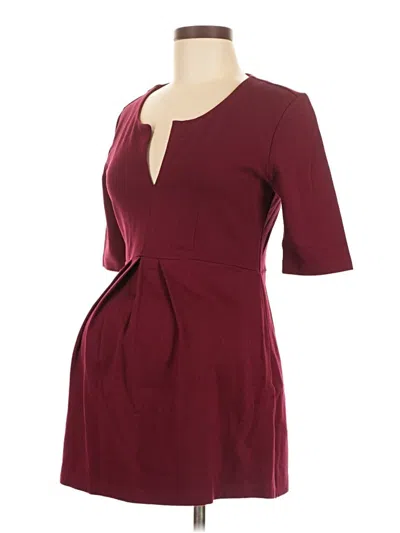 Pre-owned Isabella Oliver 3/4 Sleeve Top Burgundy Keyhole Neckline Tops