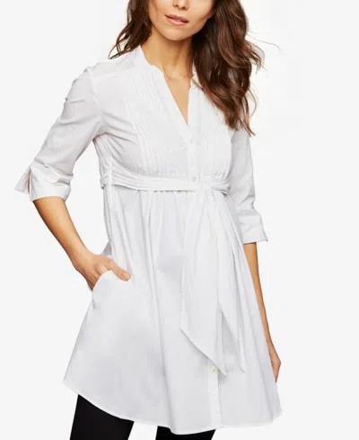 Isabella Oliver Maternity Tie-front Shirt In White