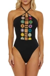 Isabella Rose 1969 Maillot Halter One-piece Swimsuit In Black