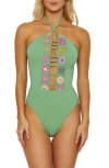 Isabella Rose 1969 Maillot Halter One-piece Swimsuit In Seafoam