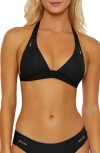 Isabella Rose Belmore Beaded Triangle Bikini Top In Black