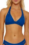 Isabella Rose Belmore Beaded Triangle Bikini Top In Blue