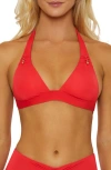Isabella Rose Belmore Beaded Triangle Bikini Top In Crimson