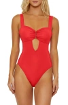 Isabella Rose Belmore Pleated One-piece Swimsuit In Crimson