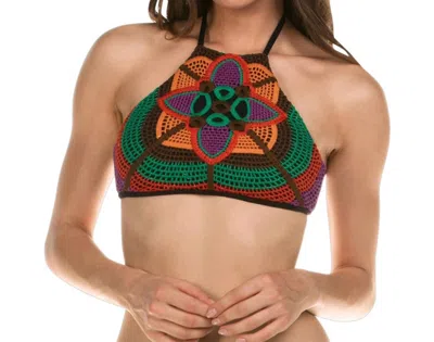 Isabella Rose Crochet High Neck Bikini Top In Isa Bali Hai In Multi