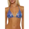 Isabella Rose Disco Feaver Triangle Bikini Top In Blue Multi