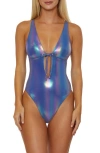 Isabella Rose Disco Fever One-piece Swimsuit In Blue Multi