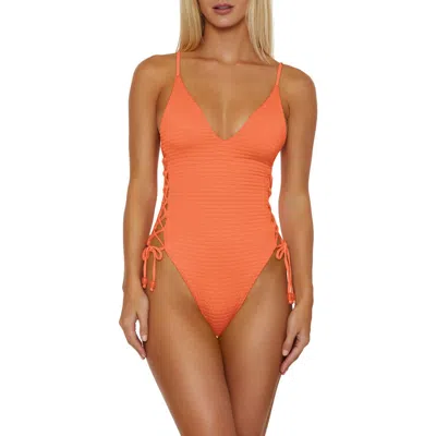 Isabella Rose Maza Lace-up Side One-piece Swimsuit In Poppy