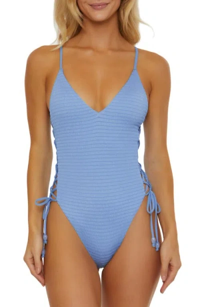 Isabella Rose Maza Plunge One-piece Swimsuit In Blue
