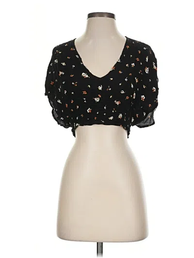 Pre-owned Isabella Rose Short Sleeve Blouse In Black