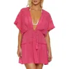 Isabella Rose Siena Eyelet Embroidered Cover-up Tunic In Rouge