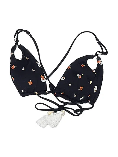Pre-owned Isabella Rose Swimsuit Top Black Floral Pattern Swimwear