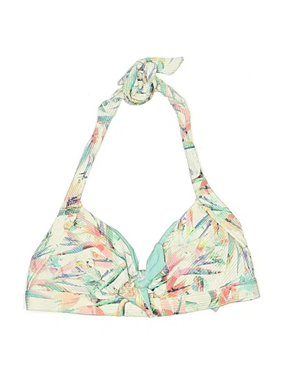 Pre-owned Isabella Rose Swimsuit Top Green Tropical Pattern Swimwear
