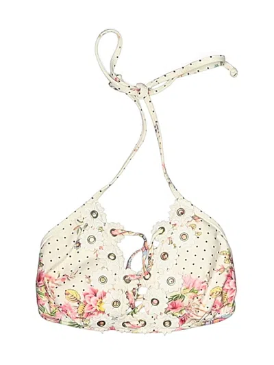 Pre-owned Isabella Rose Swimsuit Top Ivory Floral Pattern Swimwear