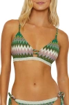 Isabella Rose Title Wave Bikini Top In Green Multi