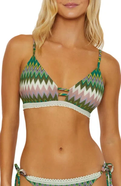 Isabella Rose Title Wave Bikini Top In Green Multi
