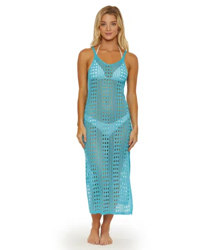 Isabella Rose Women's Tuscany Knit Tank Swim Cover-up Dress In Aquamarine