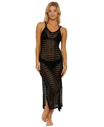 Isabella Rose Women's Tuscany Knit Tank Swim Cover-up Dress In Black