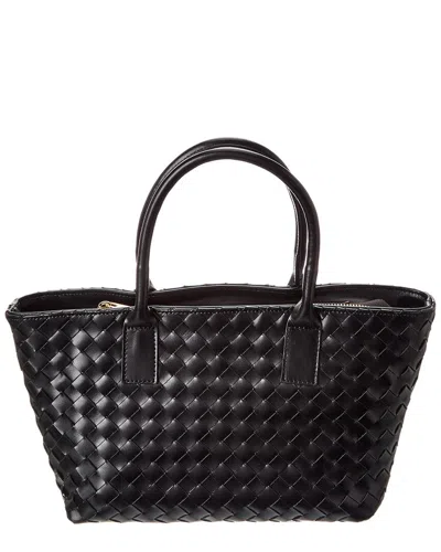 Isabella Rosetti Anya Hand-woven Leather Satchel In Black
