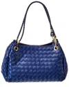 Isabella Rosetti Georgina Woven Leather Shoulder Bag In Blue